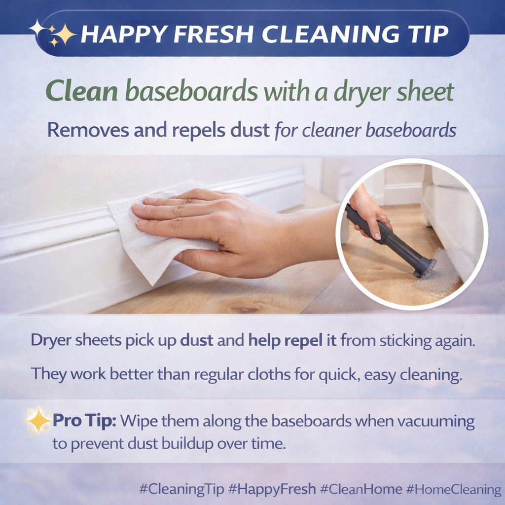 Clean Baseboards with a Dryer Sheet