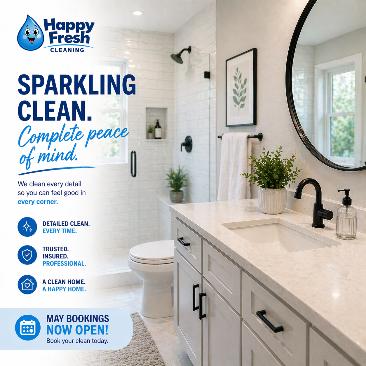 A sparkling clean bathroom brings real peace of mind. ✨
