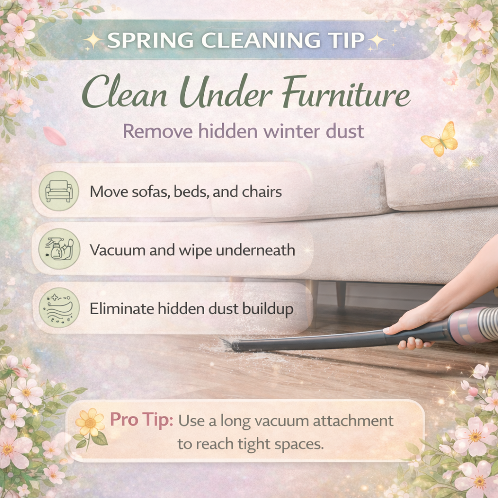 Spring is the perfect time to clean under furniture 🌸