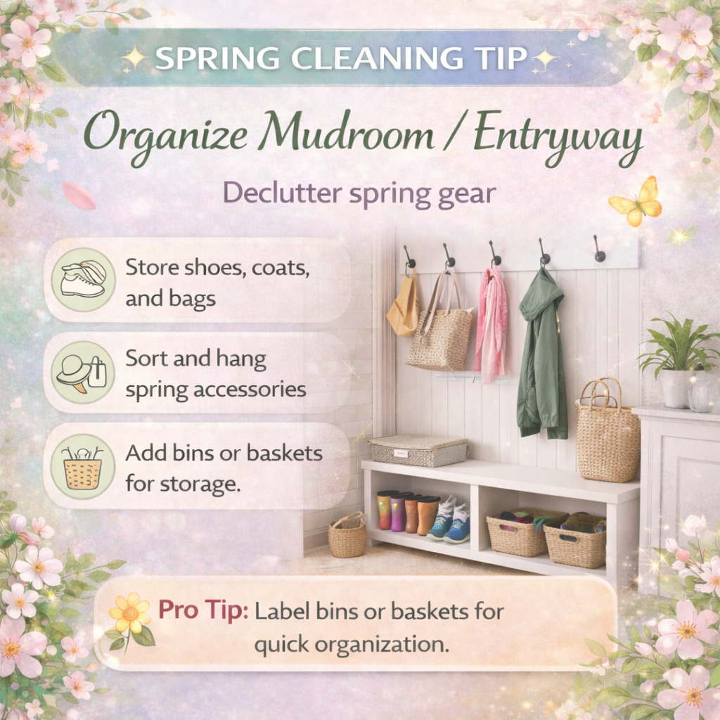 Spring is the perfect time to organize your mudroom or entryway 🌸