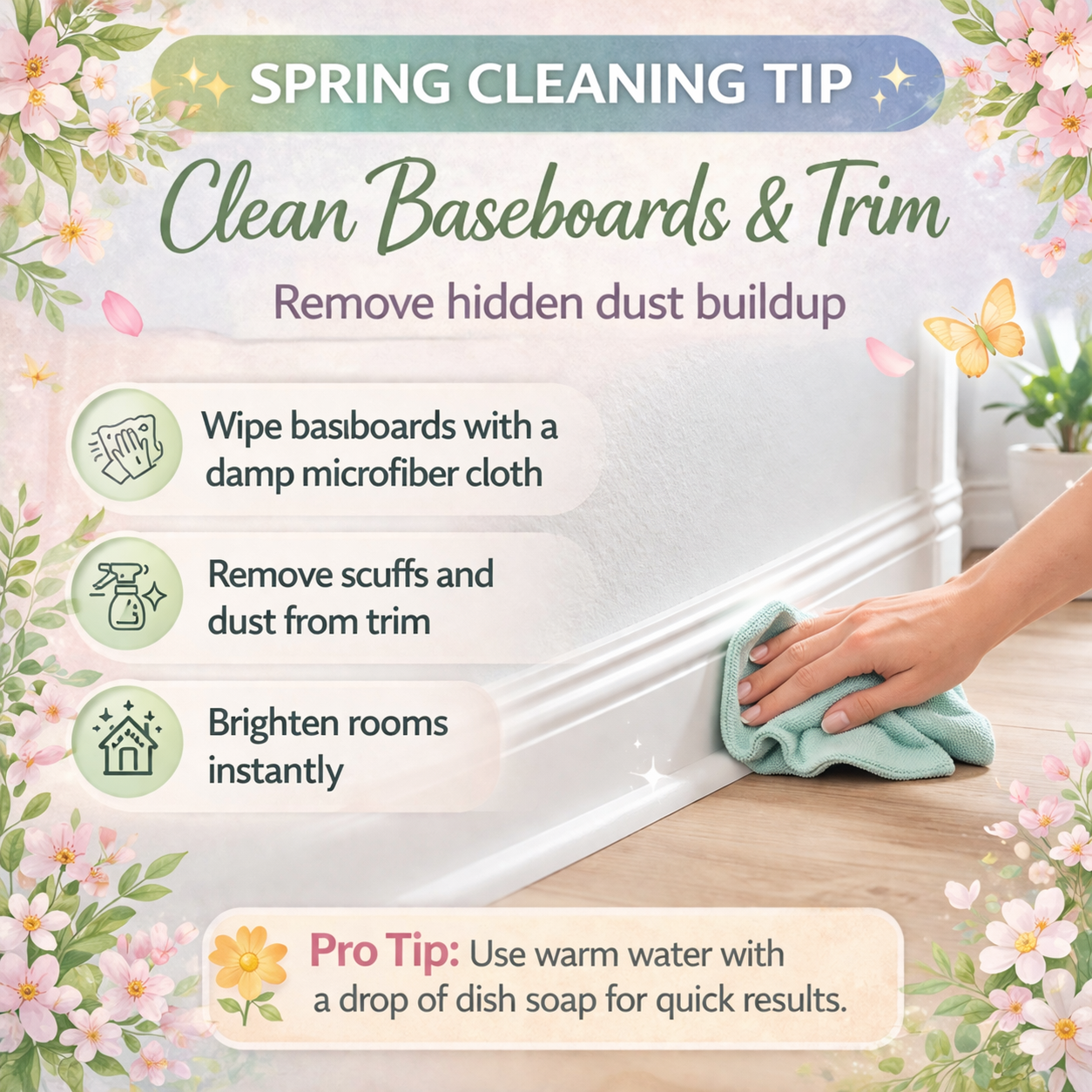Spring is the perfect time to clean baseboards and trim 🌸