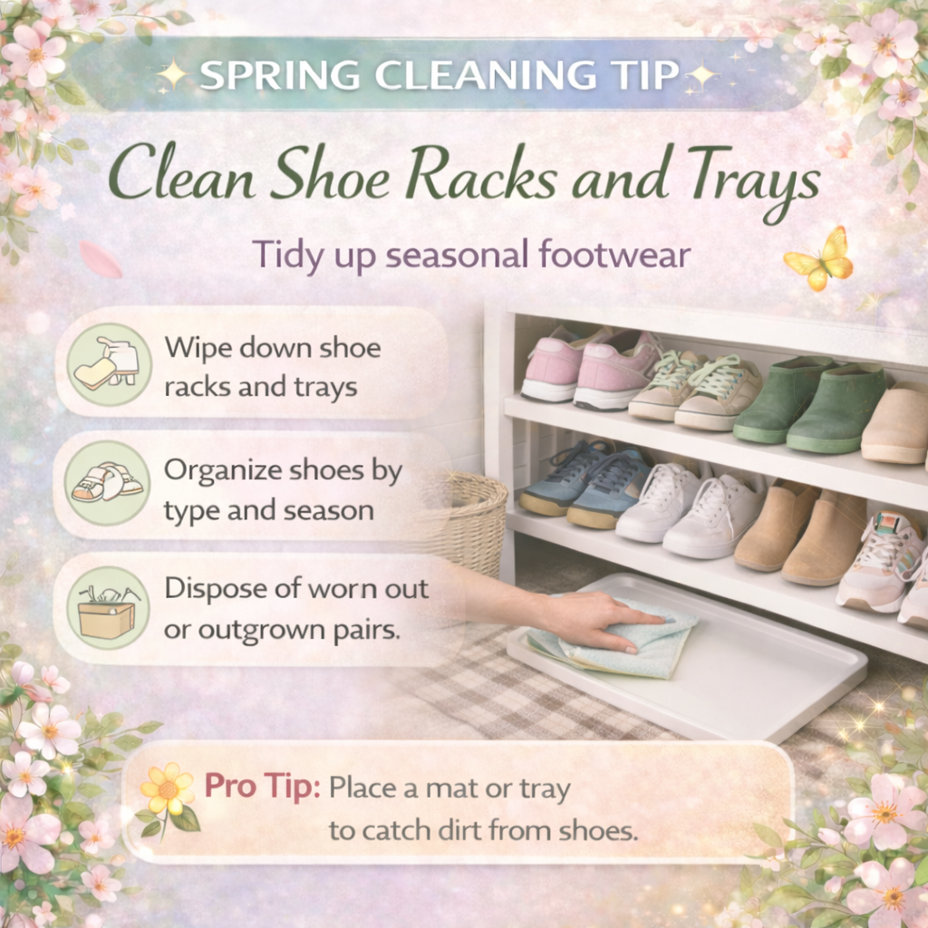 Spring is the perfect time to clean shoe racks and trays 🌸